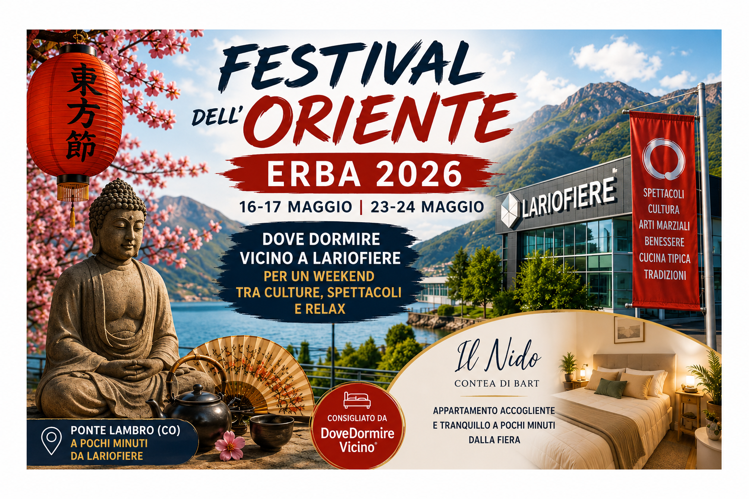 Festival dell’Oriente Erba 2026: dove dormire vicino a Lariofiere