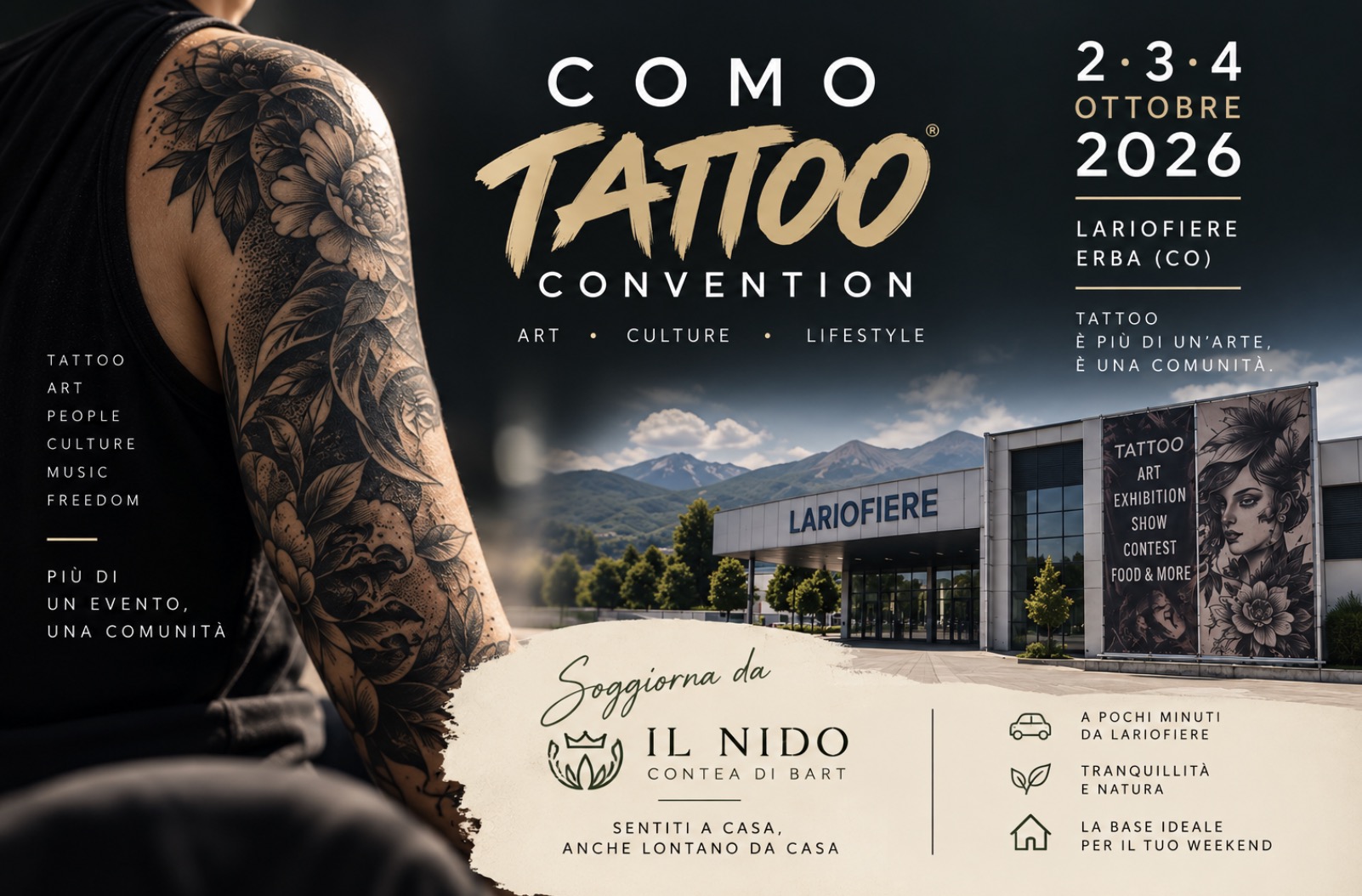 Como Tattoo Convention 2026 a Erba: tre giorni di tattoo, arte e spettacolo a Lariofiere